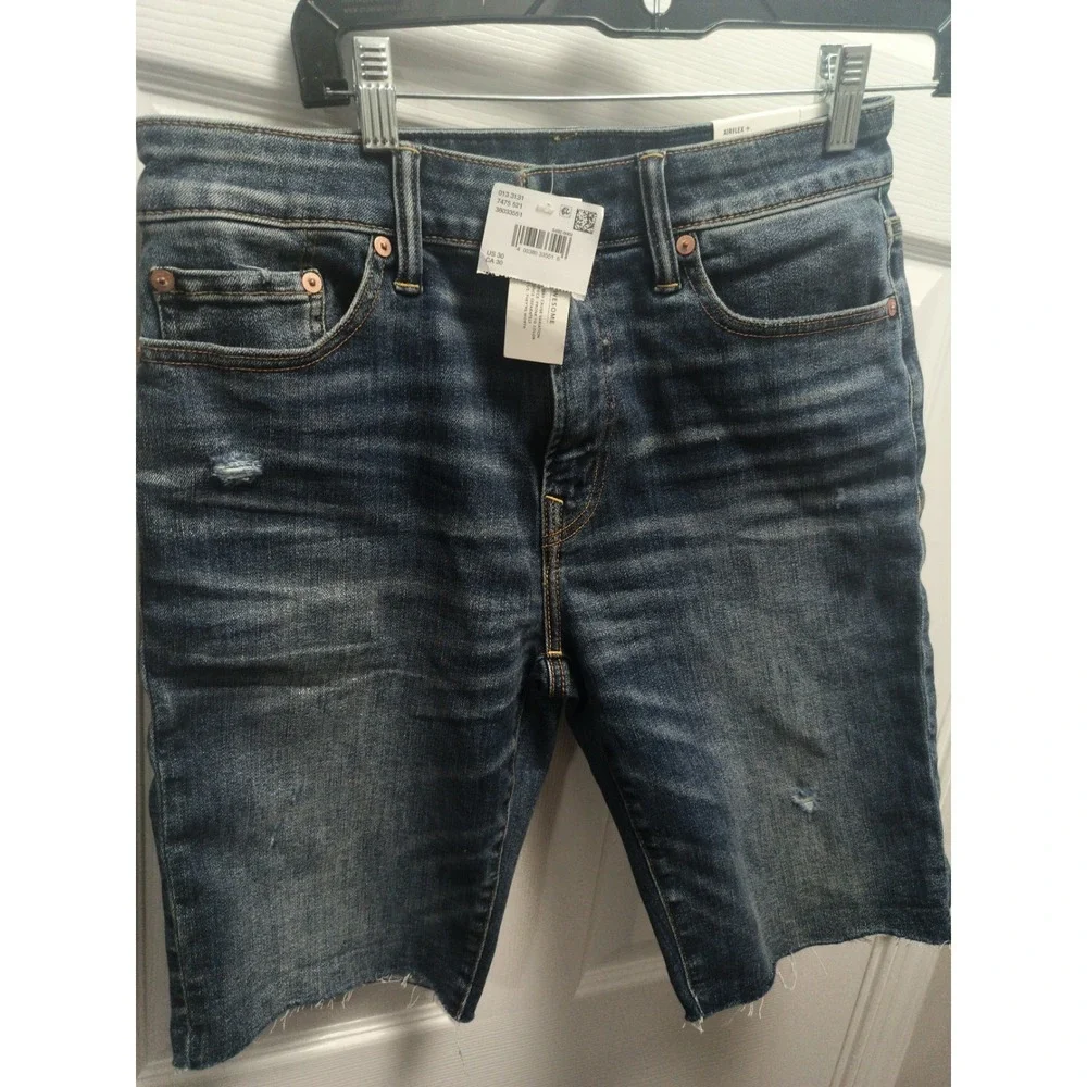 American Eagle Airflex Jean Shorts Mens 30 Blue Denim Distressed 9